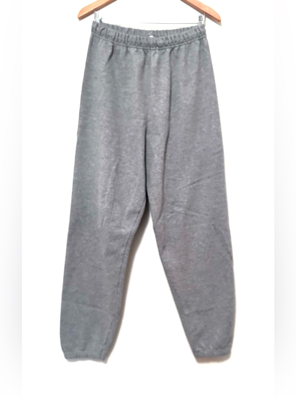 Jerzees Heather Gray Elastic Waist Joggers with White Drawcord-Medium